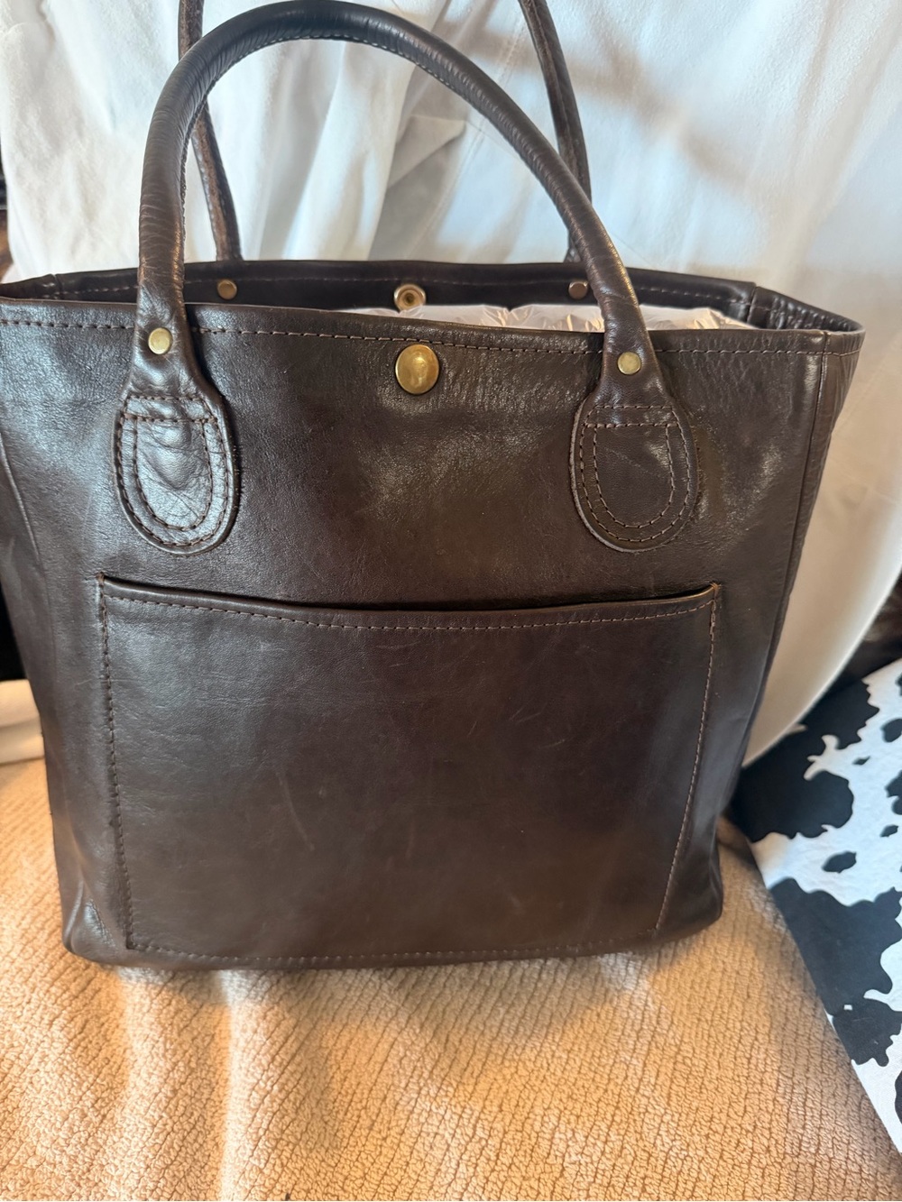 Classic Dark Brown Leather Tote Bag